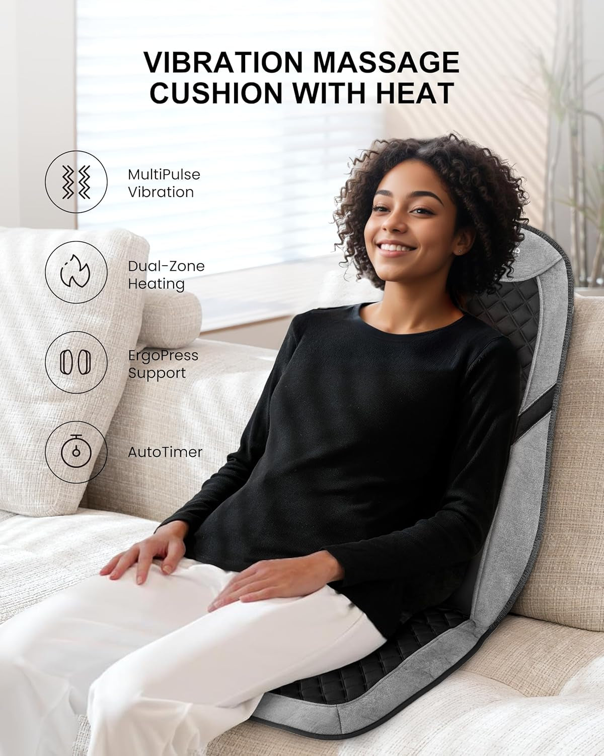 Shiatsu Back Massage Cushion with Heat - Office Chair & Car Back Support