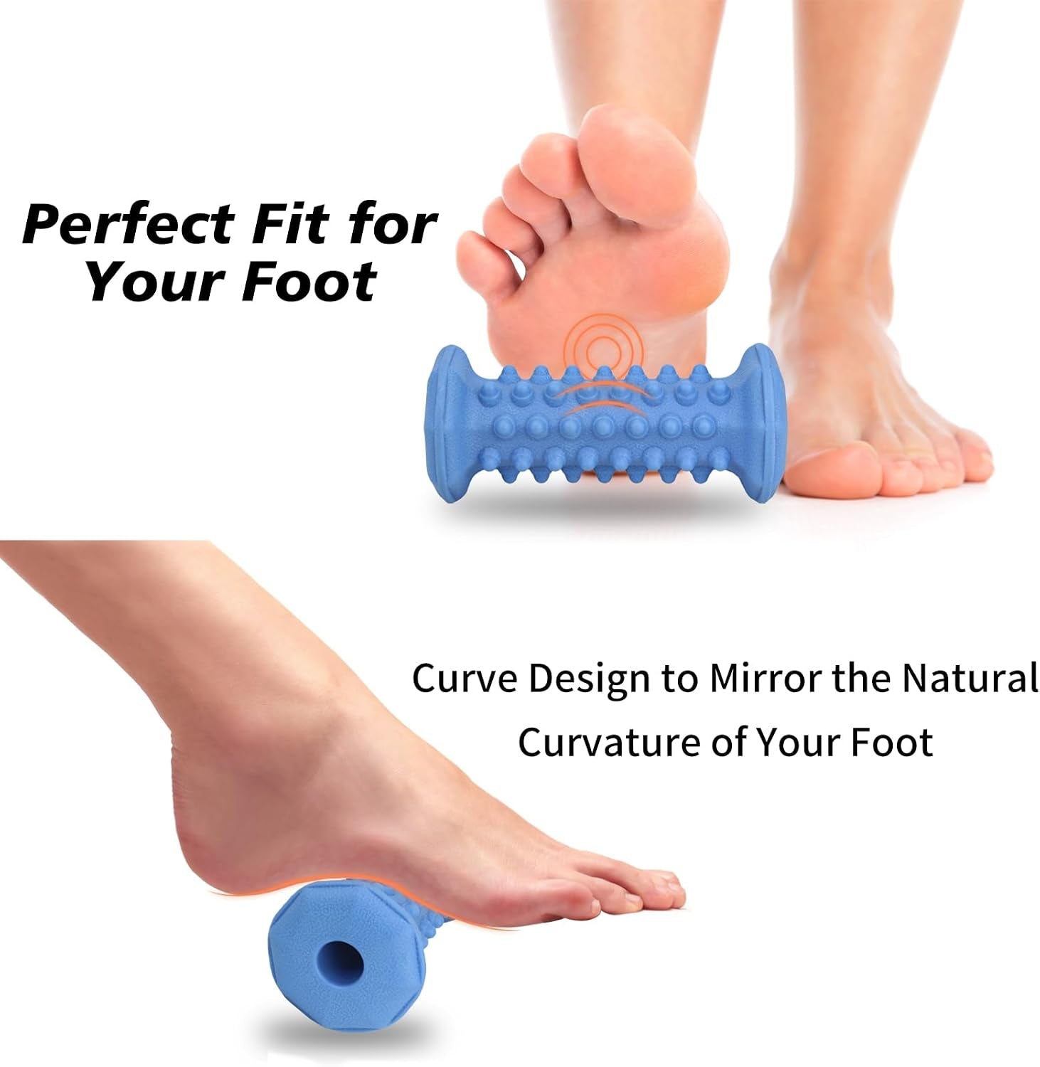 Blue Foot Massager Roller for Plantar Fasciitis, Arch Heel Pain Relief | Deep Tissue Massage for Feet, Calf, Arch and Heel Pain. for Plantar Fasciitis Relief, Home, Office and Travel Use