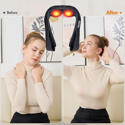 Neck and Shoulder Massager for Shoulder Massage and Neck Massage, Shiatsu Neck Massager with Heat, Shiatsu Back Massager for Office & Home Use, Birthday Gifts for Him Her (Parents/Friends)