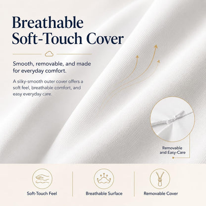 Cervical Neck Pillow for Side, Back & Stomach Sleepers, Contour Memory Foam Pillow for Neck Support, Ergonomic Cloud Pillow with Head Cradle, Shoulder Comfort & Washable Cooling Cover (White)
